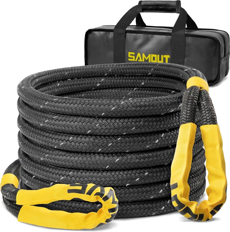 SAMOUT Kinetic Reflective Recovery Rope (48000Lbs 1in x 30ft), Extreme Duty 30% Elasticity Energy Snatch Strap for 4x4 Offroad Vehicle (1in * 30ft Recovery Rope) - Image 1